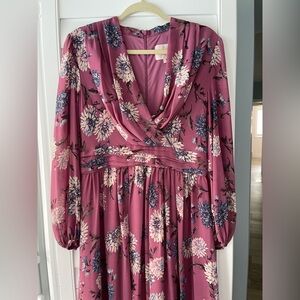 Gal Meets Glam Mauve Floral Long Sleeve Dress